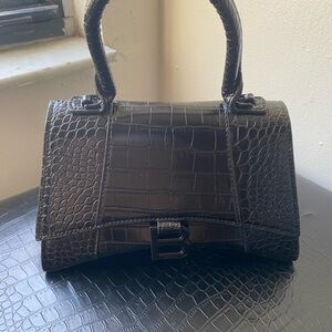 Balenciaga Black Crocodile-Embossed Mini Bag
